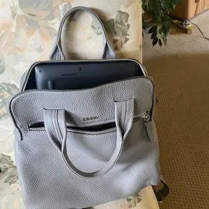 Dkny | Bags | Dkny Grey Pebble Leather Spacious Backpack  display picture 3
